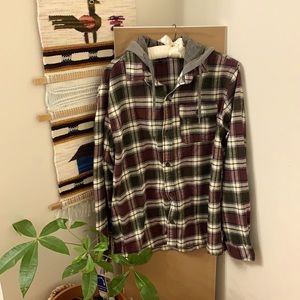 Hooded Plaid Flannel Jacket